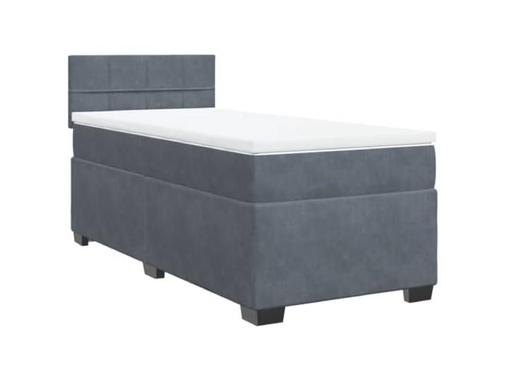 PUGYNBK Boxspringbett aus Samt, dunkelgrau, 100 x 200 cm Taschenfedern, Kopfteil inklusive, Lattenrost, stabile Beine