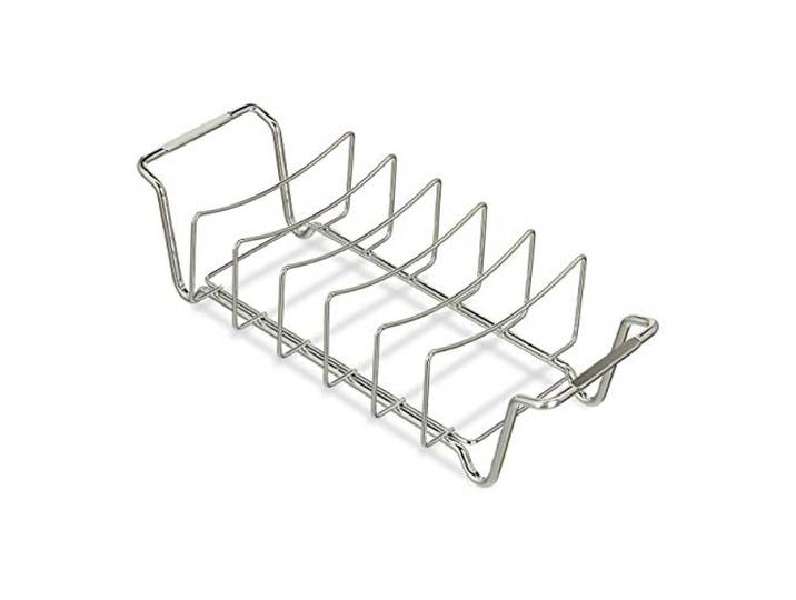 Relaxdays braad- en ribrek 2-in-1, staal, barbecue braadmandje, houder voor spare-ribs, bbq braadrekje, zilverkleurig
