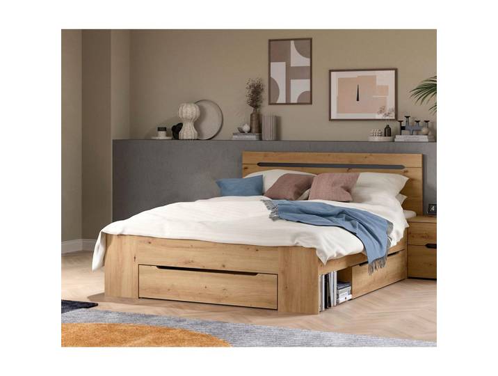 Bett Canu Grau /Eiche Artisan Dekor 140x200cm