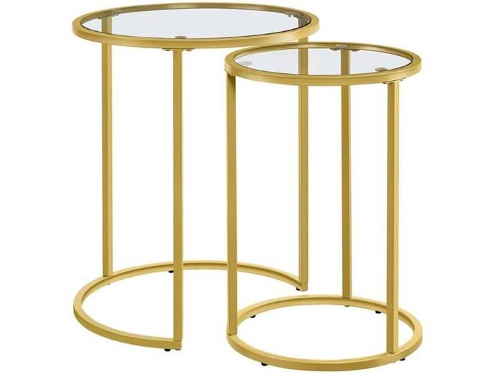 Lot de 2 Tables de Table d'Appoint Rondes Tables Basses Gigognes Bouts de canapé en Verre et Métal Salon Chambre -Yaheetech