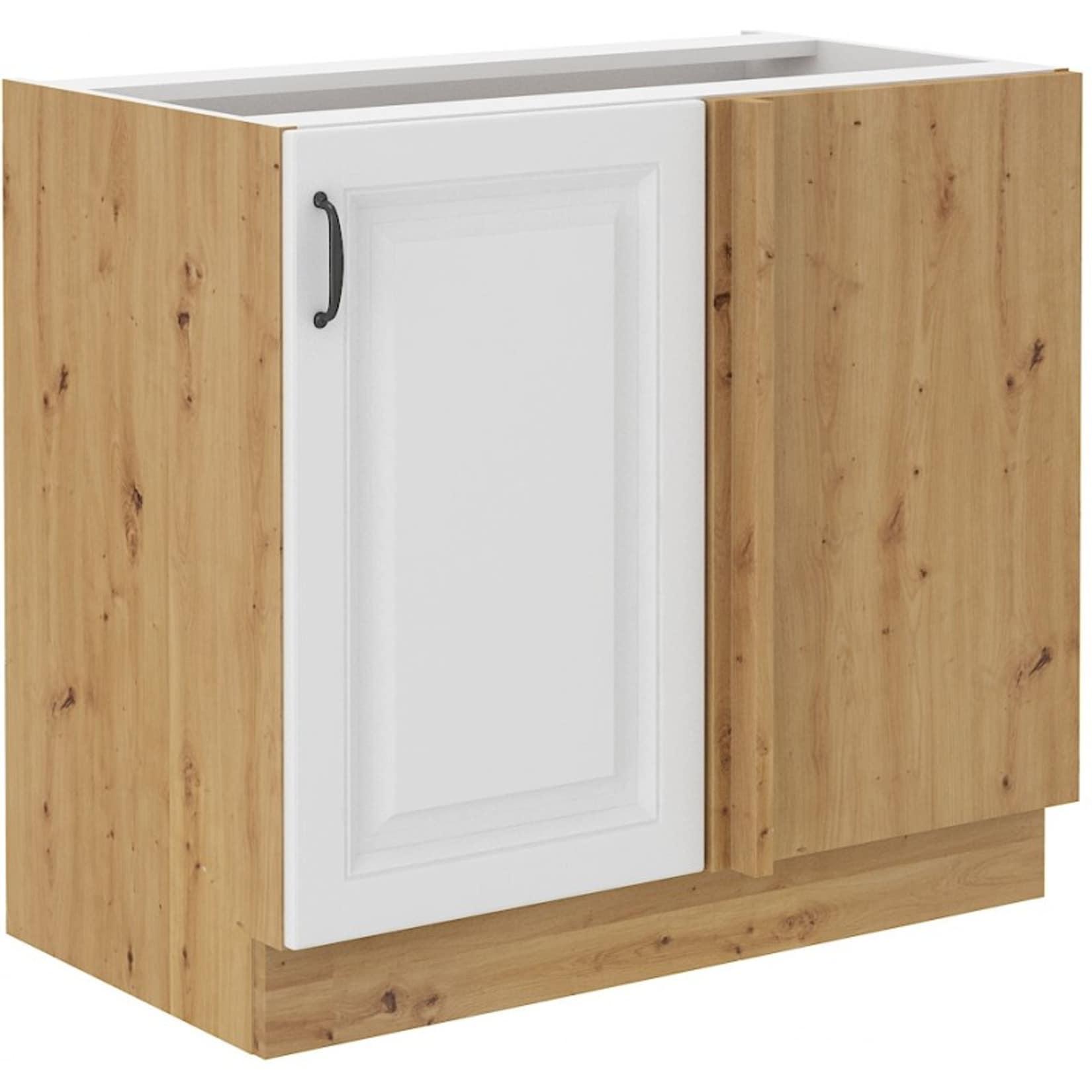 Eckunterschrank 105cm Stilo Weiß Eiche Artisan Küchenzeile Küchenblock Küche