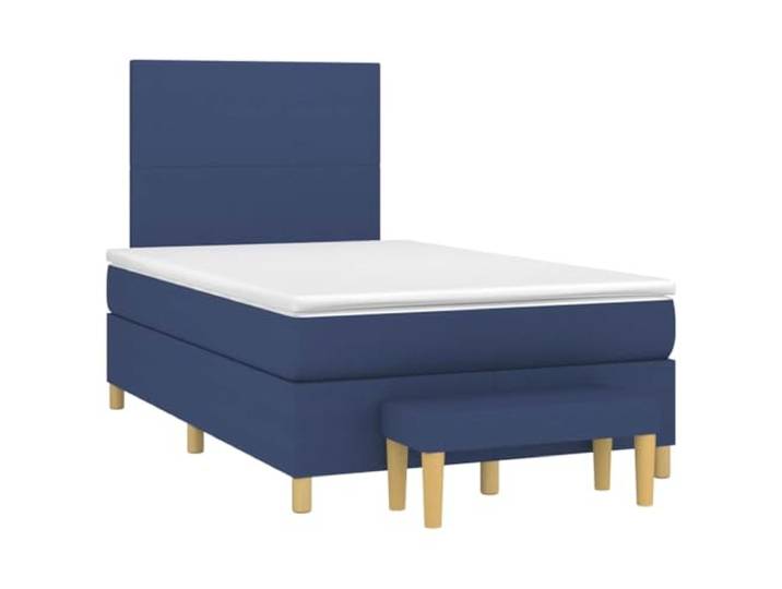 KKgypkn Boxspringbett mit Matratze Blau Stoff 120x190 cm, Taschenfederkernmatratze inklusive, höhenverstellbares Kopfteil, atmungsaktiv und langlebig, mittelharte Unterstützung
