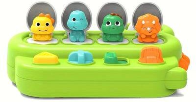 Inspire Select Dinosaur Press Toys For Toddlers 18 Months + ABS Sensory Popper Set For Early Learning, Fine Motor Play, CE Safe green
