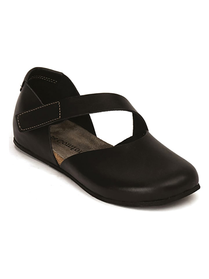 Comfortfusse Leder-Ballerinas in Schwarz - 38