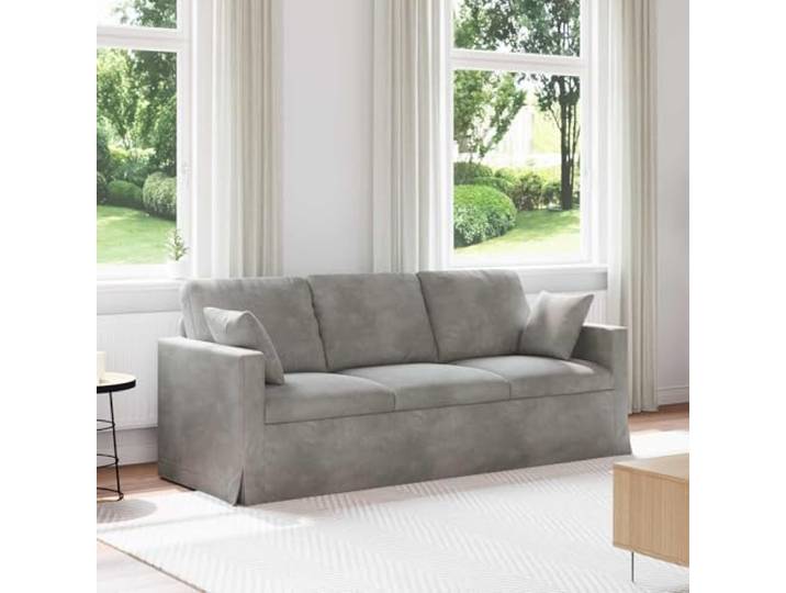ZQQLVOO Sofa Hellgrau Samt 198x78x80 cm Modular Design, Holzarmlehnen, Metallrahmen, für Wohnzimmer & Schlafzimmer