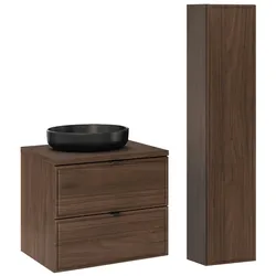 BADMÖBEL 60cm Elias 2er-Set Dunkles Holz