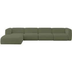 ECKSOFA Ottomane Links MIRA-L3 409x179x70 Grün Bouclé