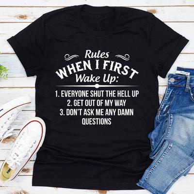 Rules When I First Wake Up Black XL