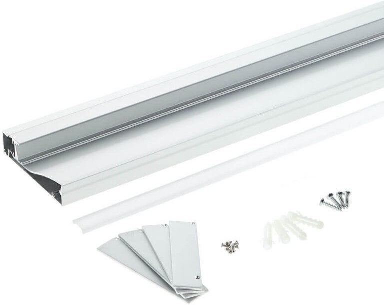 Optonica Profilé Aluminium Plinthe Couleur Argent 2M pour Ruban LED 10mm