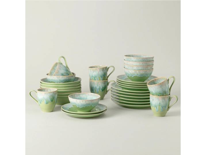 Costa Nova Kombiservice Taormina, Hellgrün, Keramik, 30-teilig, 410 ml,410 ml,650 ml, Handmade in Europe, Essen & Trinken, Geschirr, Geschirr-Sets, Kombiservice