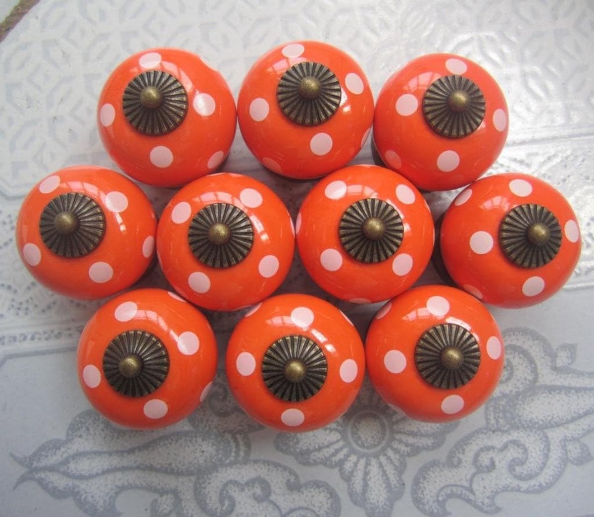 Kastknoppen Set Oranje - Keramische Meubelhandgrepen - 30mm Diameter