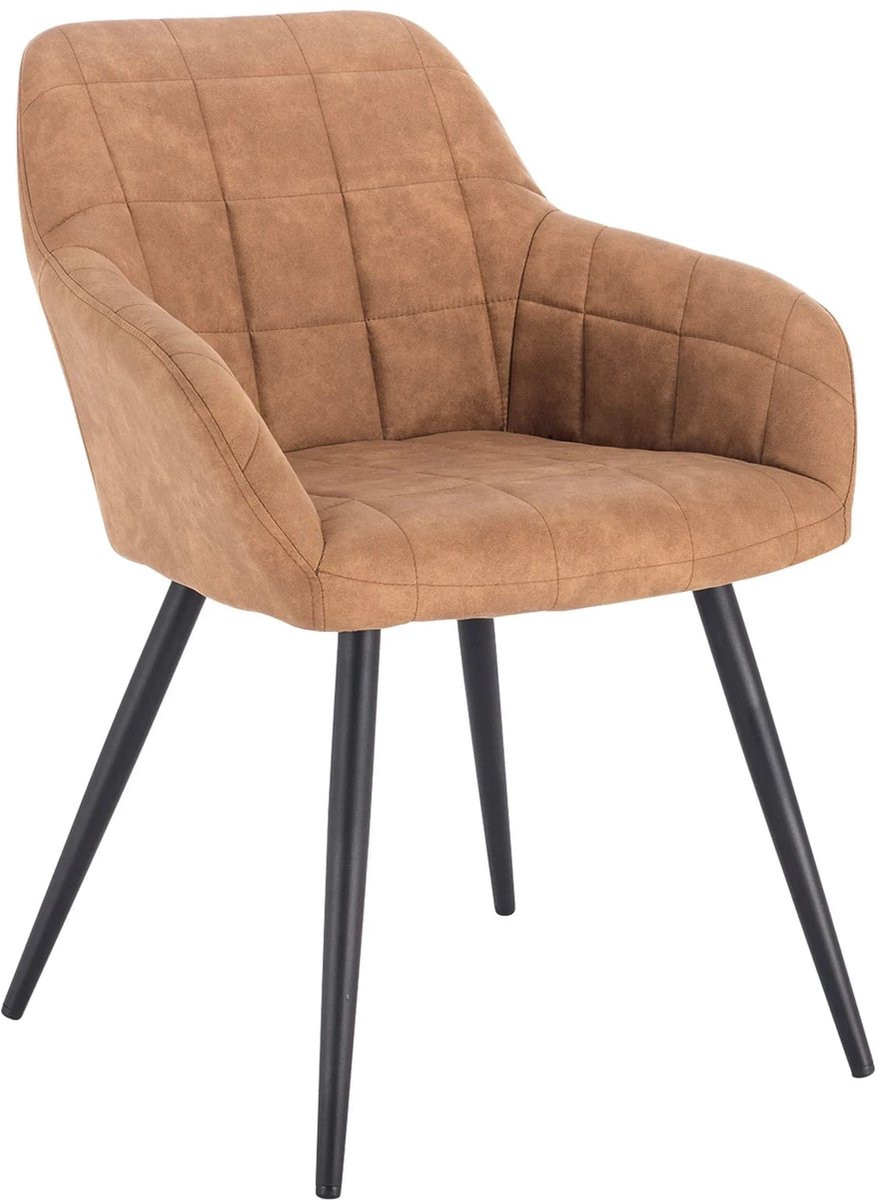 Klarven Eetkamerstoel met metalen frame en bruine stoffen bekleding