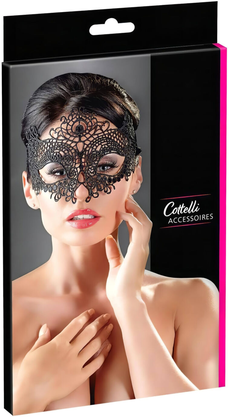Cottelli - Embroidered Lace Effect Mask (Black)