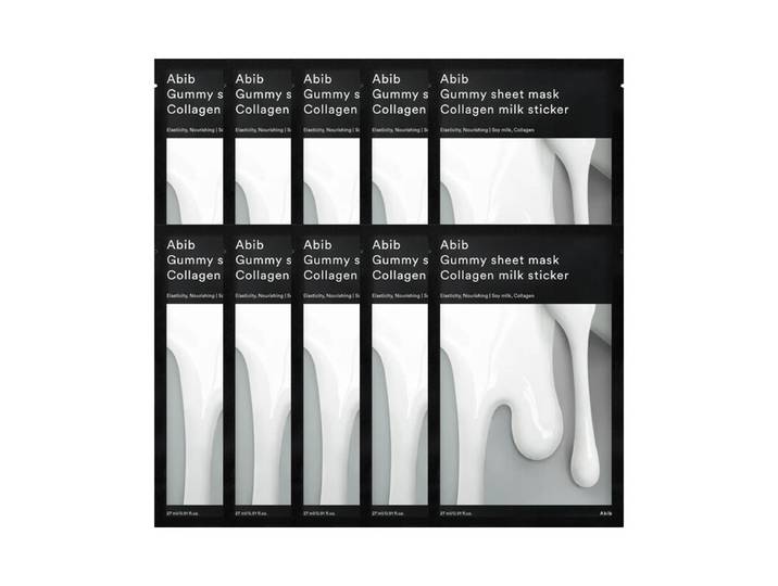 ABIB gel-sheetmasker met collageen en melk, 27 ml x 10 vellen (1 doos, 10 vellen)