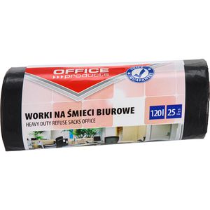 Office-Products Müllsäcke 22021236-05, 120 Liter, stark, schwarz, 25 Stück