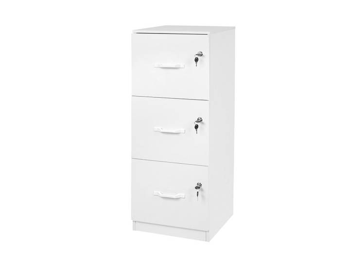 Relaxdays Aktenschrank Weiß Hängeregister abschließbar 3 Schubladen, Holzwerkstoff, Metall, 40x103x40 cm, Büromöbel, Aktenschränke