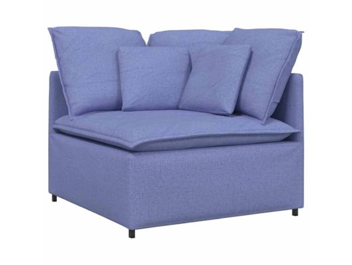 KTHLBRH Modulares Sofa mit 3 Abschnitten, Blau Rahmen aus Metall, Armlehnen aus Holz, Sitzfläche aus Textilene, konfigurierbares Design