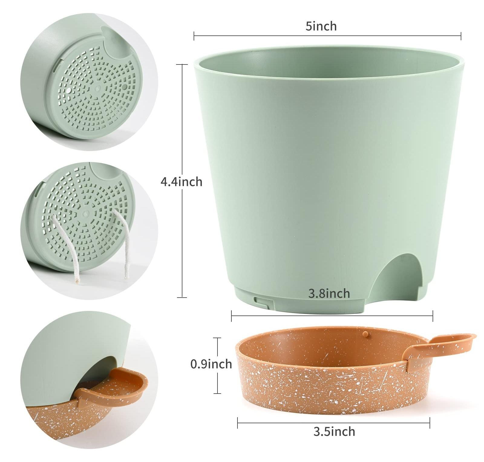 Set van 6 zelfwatergevende bloempotten met hoog drainagesysteem van Omgoods