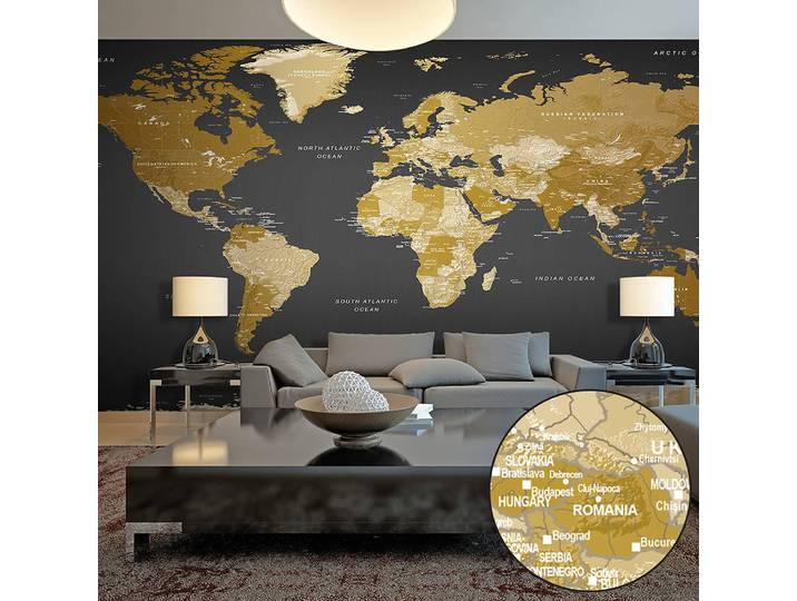 Fototapete World Map: Modern Geography 500 x 280cm