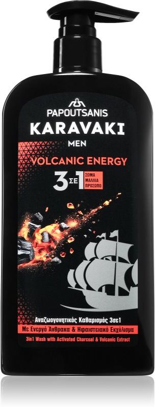 PAPOUTSANIS Karavaki Volcanic Energy 3-in-1 cleansing gel 550 ml
