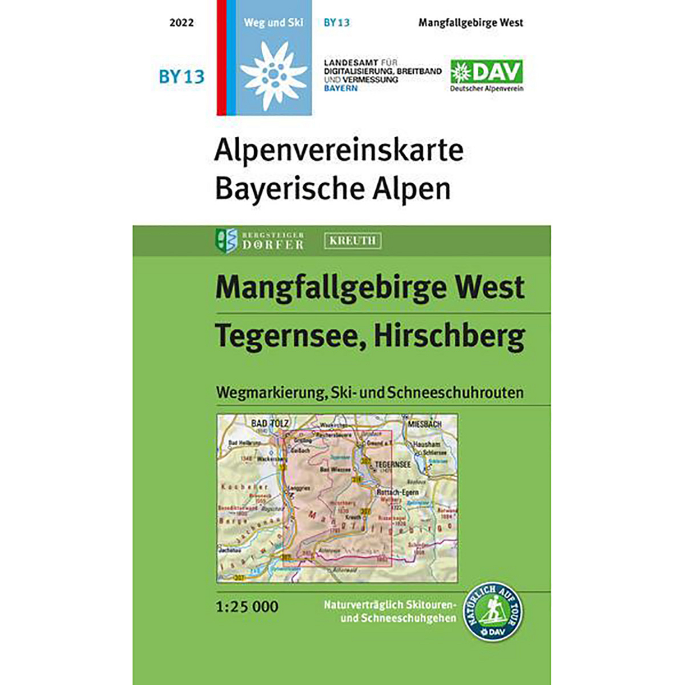DAV AV-Karte BY 13 Mangfallgebirge West, Tegernsee, Hi Topografische Karten
