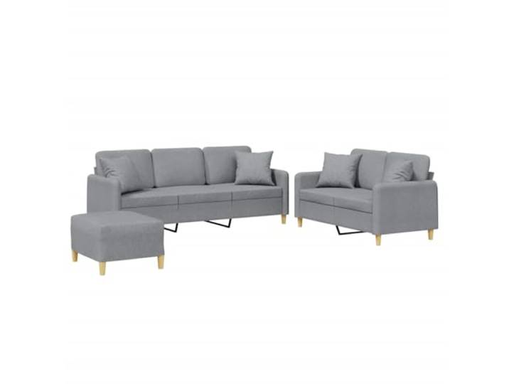Coespram 3-tlg. Sofagarnitur Polstersofa Set mit Kissen Hellgrau Atmungsaktiver Bezug, weiche Schaumpolster und stabiles Metallgestell fuer gemuetliche Stunden im heimischen Wohnzimmer.