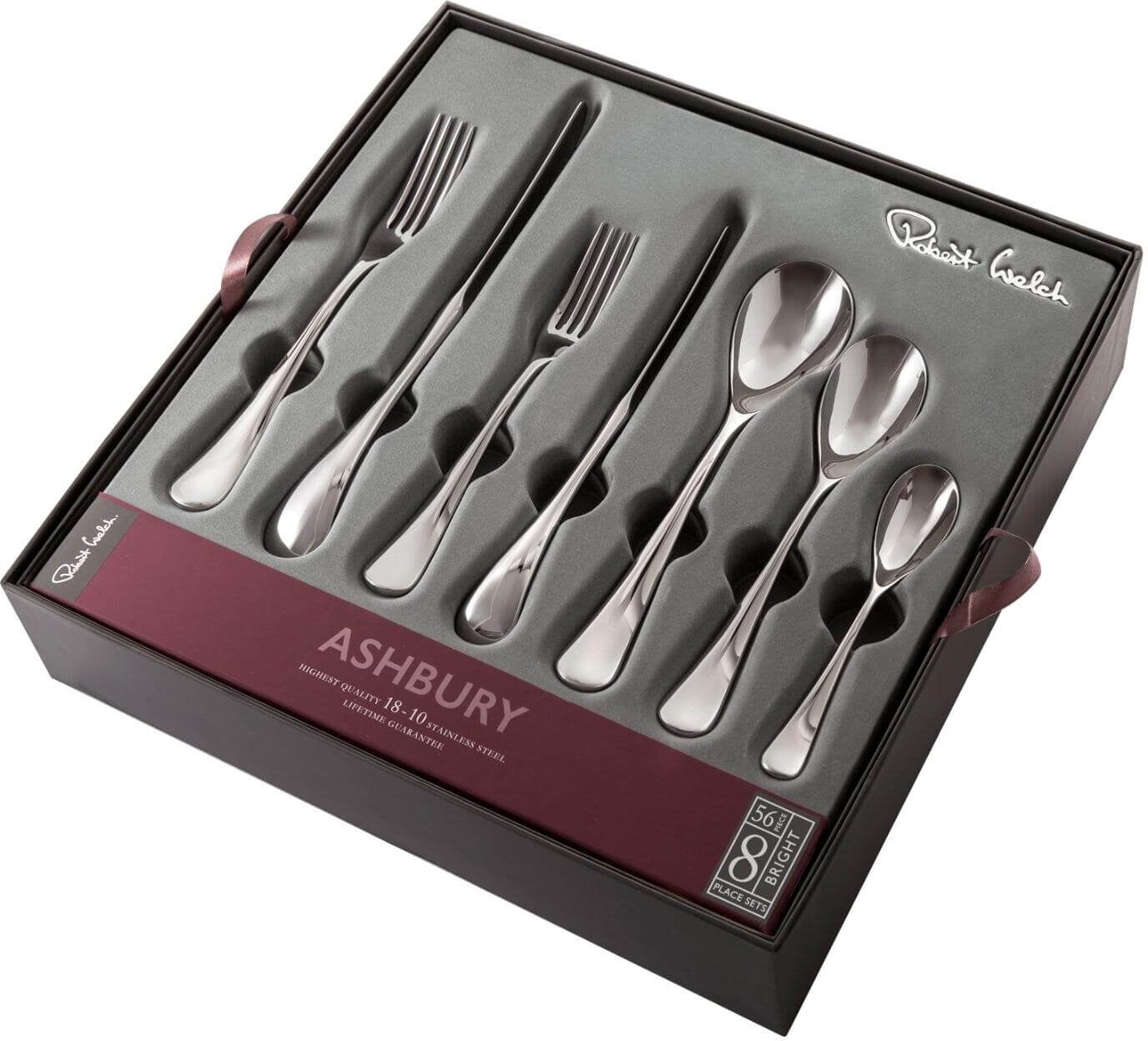 Robert Welch Ashbury Bright Stainless Steel Cutlery Set - 56 Piece