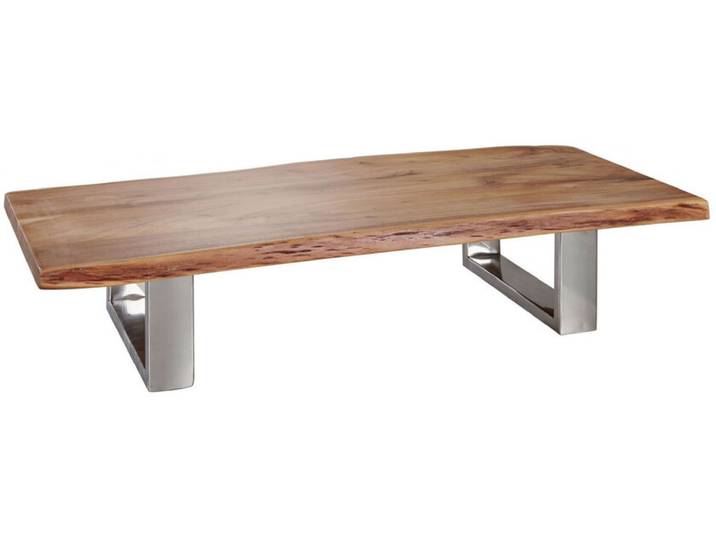 Couchtisch Asura 115 x 58 cm Massivholz braun Chrom