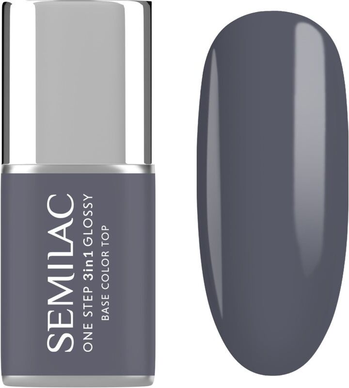 Semilac One Step 3in1 Glossy gel nail polish shade 185 Stone Grey 7 ml