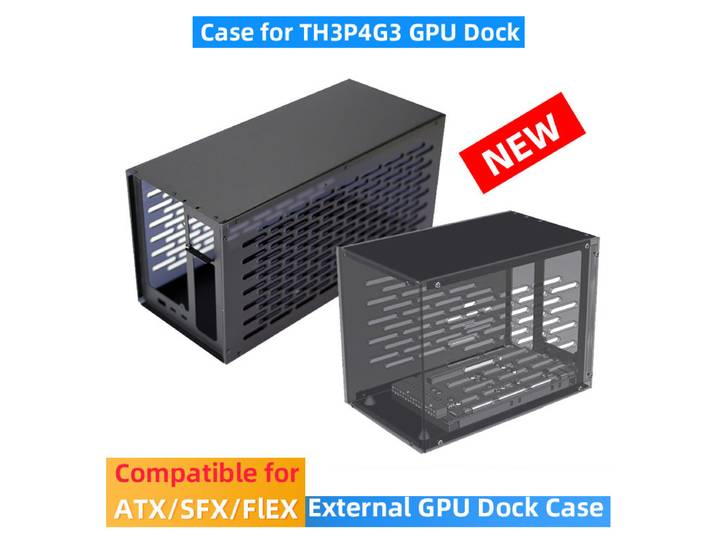 Coque pour TH3P4G3, compatible avec Thunderbolt, cadre métallique, plaque latérale en acrylique, Compatible avec l'alimentation électrique ATX SFX FlEX(1U)