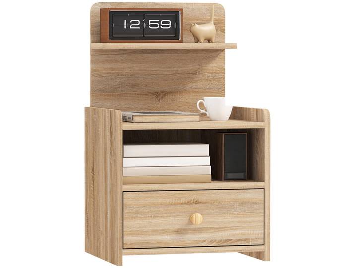 ComfortXL Nachttisch De-09053 mit Stauraum & kippsicher Naturholz, Naturfarben, 35x66x40 cm, Schlafzimmer, Nachtkästchen