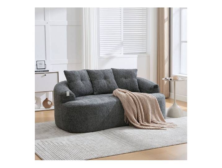 Odikalo 2-Sitzer Sofa inklusive drei Zierkissen, im zeitgenössischen Stil, tiefe, runde Kissen mit Chenille-Wolkenmuster, komprimiertes Design ohne Federkern. Geeignet für kompakte Wohnunge
