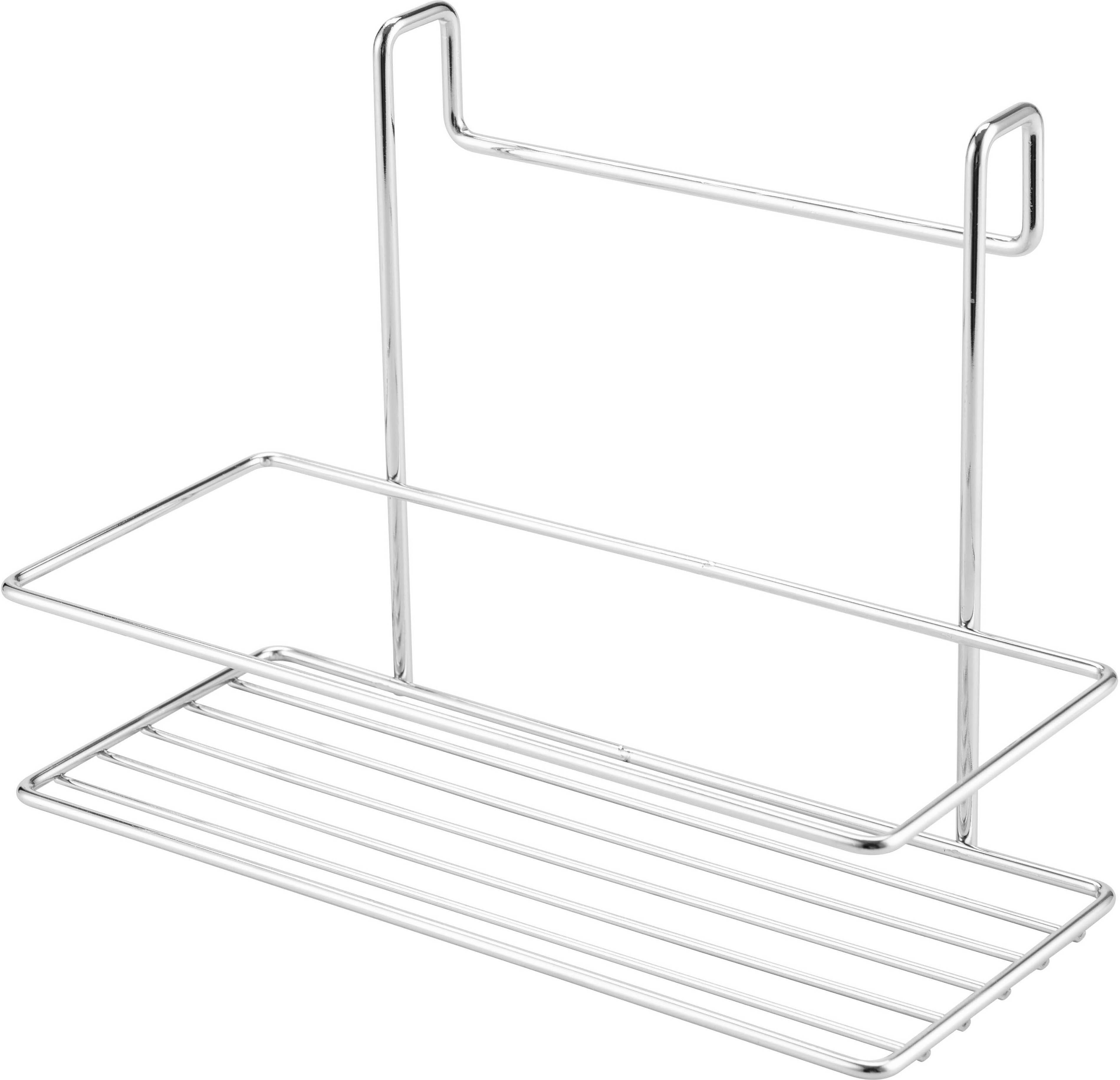 Tecnomat PORTAOGGETTI RETTANGOLARE SERIE PRATIKO IN ACCIAIO CROMATO CON GANCIO 25,5x18x13cm (LxHxP)