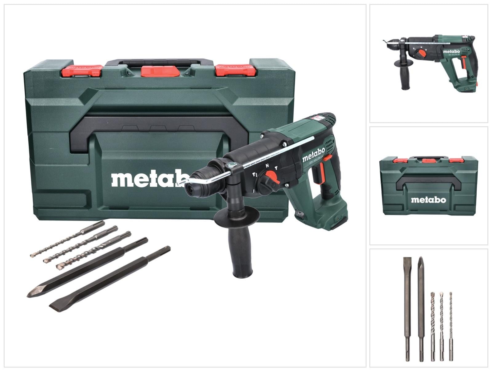 Metabo KH 18 LTX 24 accu combihamer 18 V 2,1 J SDS plus met 5-delige boor- en beitelset en metaBOX