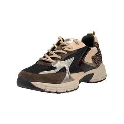 Sneaker GABOR "Gabor Sneaker Leder/Mesh", Damen, Gr. 37,5, schwarz, braun, Leder, Textil, Schuhe Sneaker