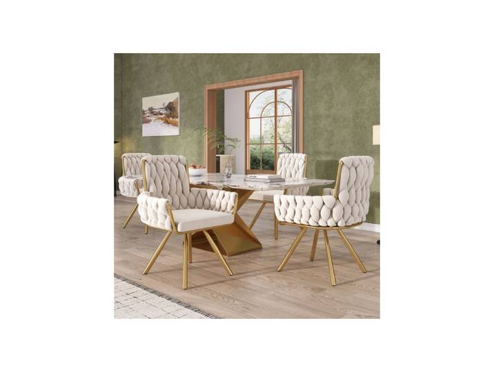 Fauteuil Salle à Manger Rotatif en Velours Luxe - Dossier Haut Accoudoirs - Design Minimaliste Moderne - Chaise 360°