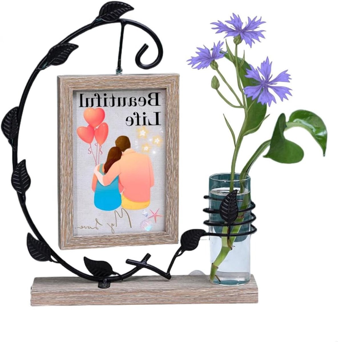 Decoratieve houten fotolijst in zwart - 10 x 15 cm