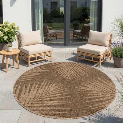 Outdoorteppich AYYILDIZ TEPPICHE "TIMBER 1403, auch als Läufer und Rund", beige (braun), H:5mm Ø:200cm, Polypropylen, Teppiche, Outdoorteppich, Läufer, Rund, In und Outdoor, Jute Sisal Optik, Wohnzimmer, Terasse