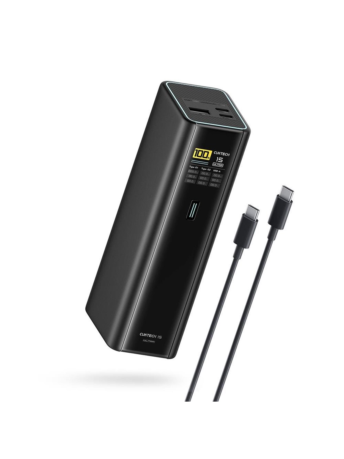 CUKTECH PB200U Powerbank 210W 20000mAh 2x USB-C + USB-A with TFT display and 240W USB-C cable - black - 20000 mAh