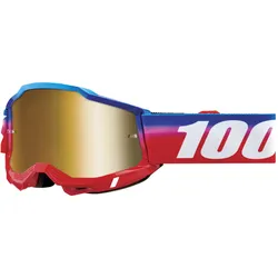 100%, Damen, Sportbrille, Goggles Accuri 2 Unity -Mirror True Gold Lens (True Gold Mirror, True Gold Lens), Rot