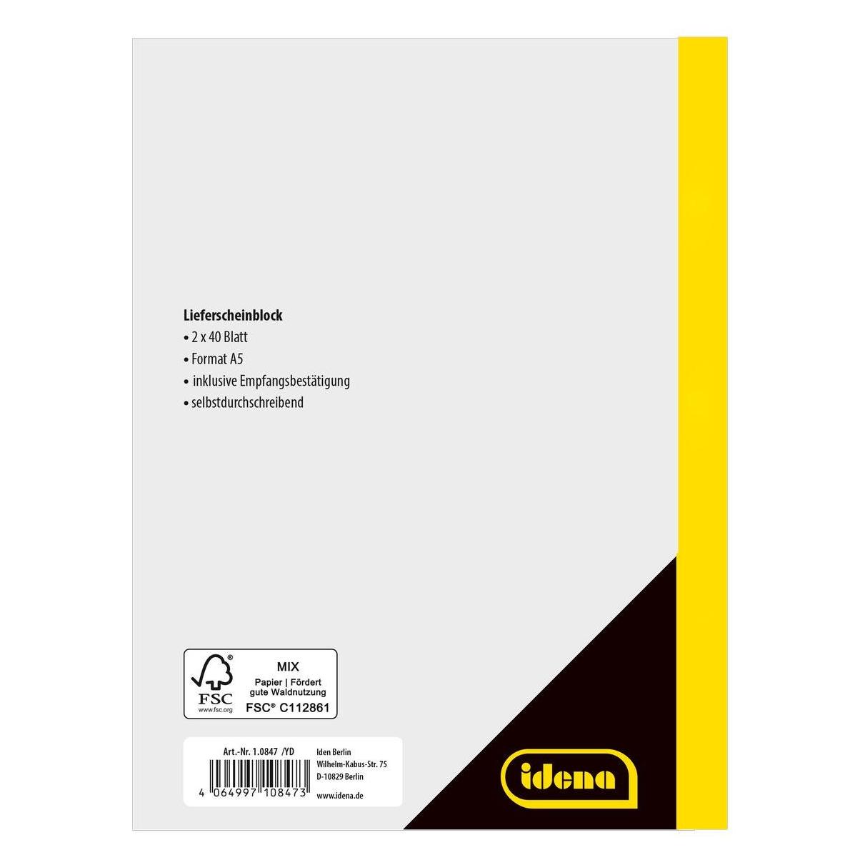 Idena Lieferschein A5 2x40 Blatt FSC-Mix (80x) (36501376)