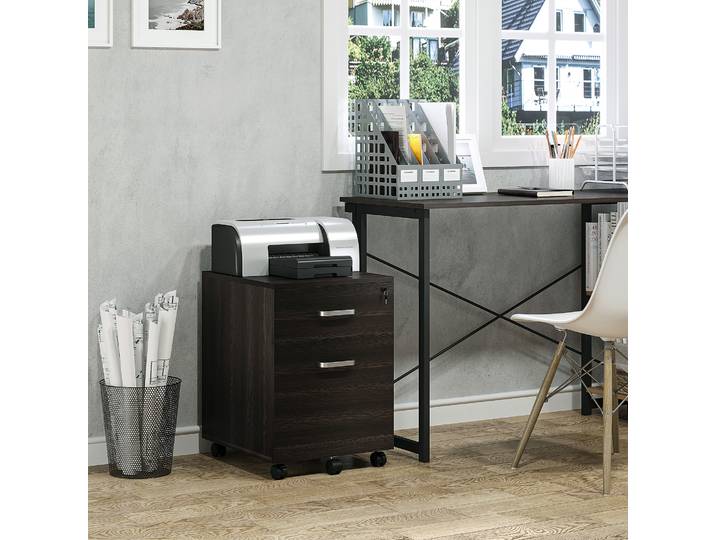 Vinsetto Classeur Bois 2 Tiroirs Serrure Noir 40x45x55.6cm