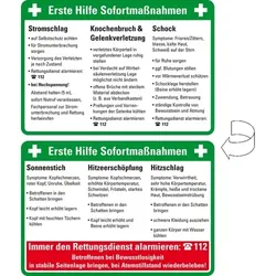 Anweisungen Erste Hilfe Sofortmaßnahmen kompakt, Kunststoff, 106x74mm, 5/VE