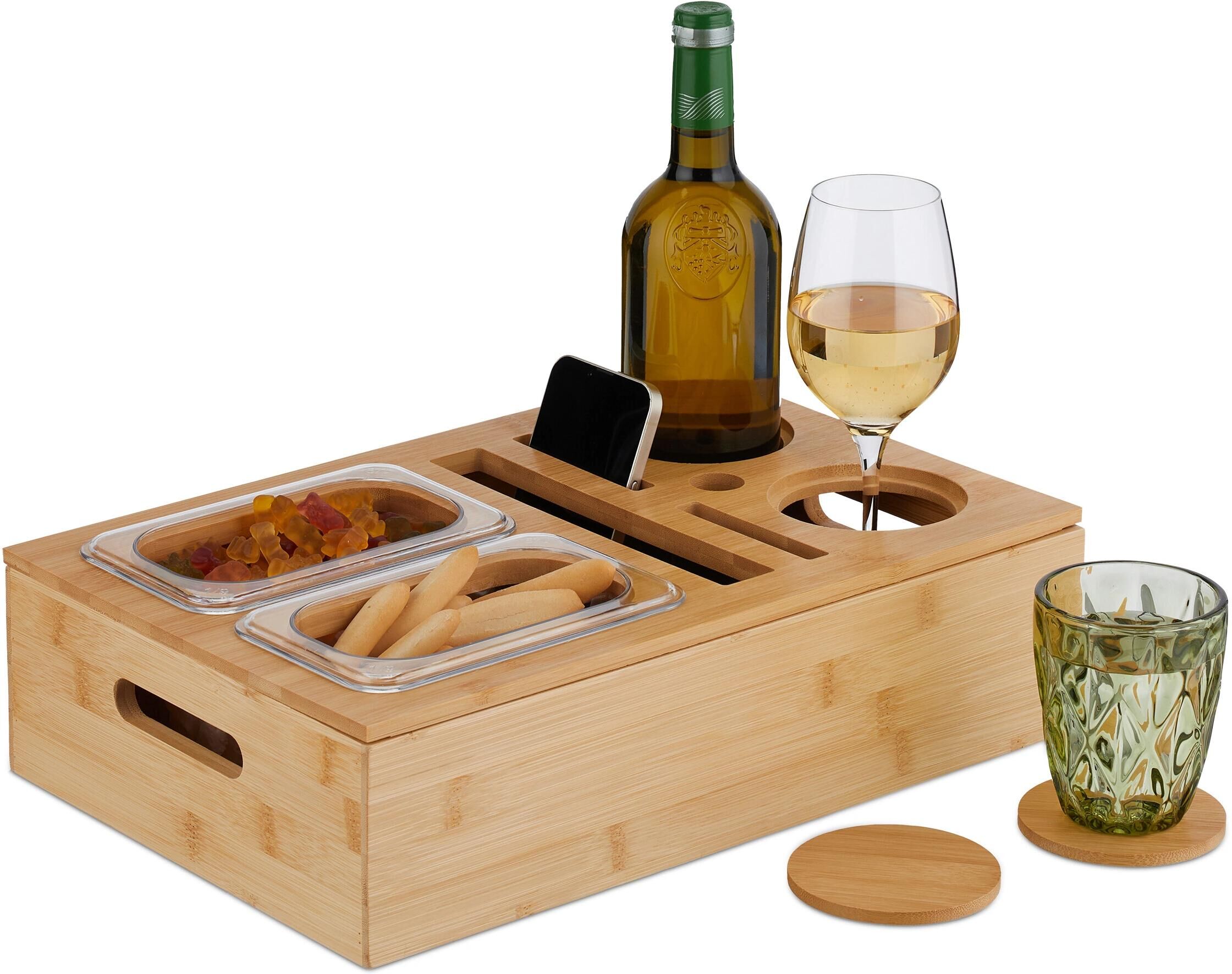 Tablett RELAXDAYS, braun (hellbraun, transparent), Edelstahl, Holz, Tabletts, Tablett hellbraun, transparent Einheitsgröße