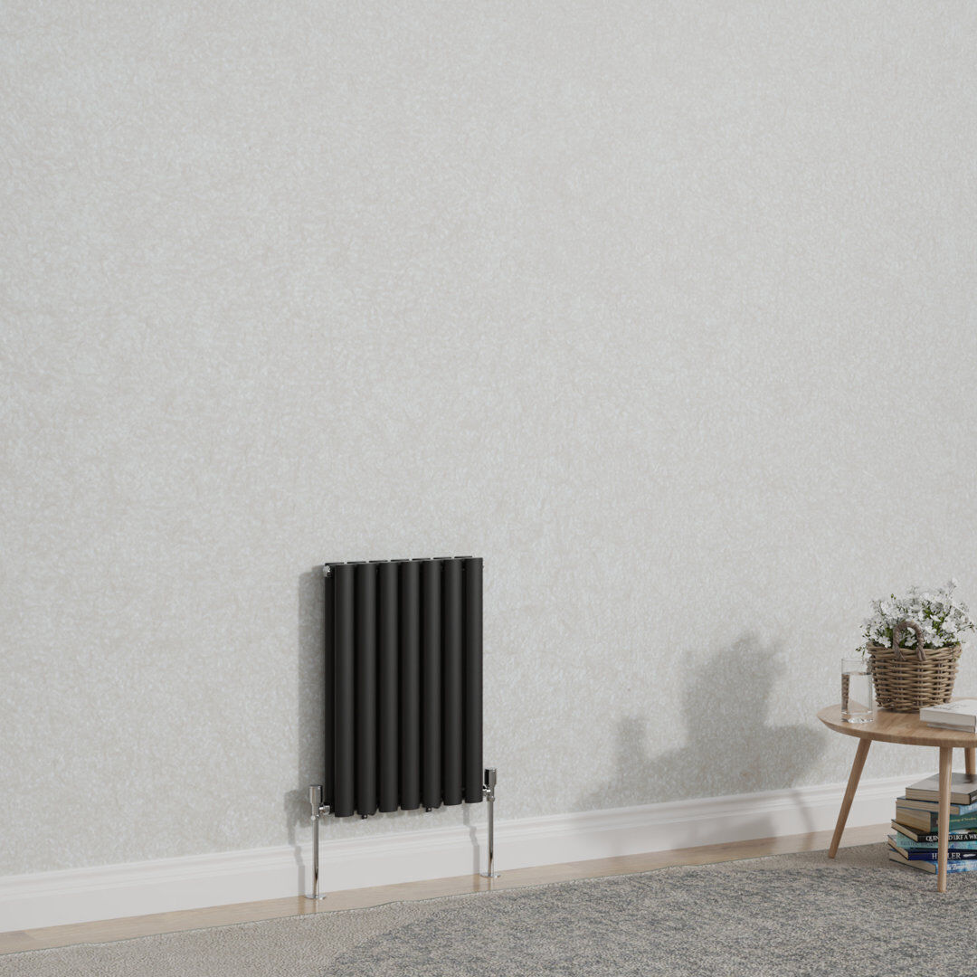 Belfry Heating Shoshana Vertical Oval Panel Radiator Normal Black 60cm H x 41.3cm W