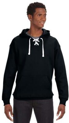J America JA8830 Men's Sport Lace Hooded Sweatshirt in Black size 2XL   Ringspun Cotton 8830
