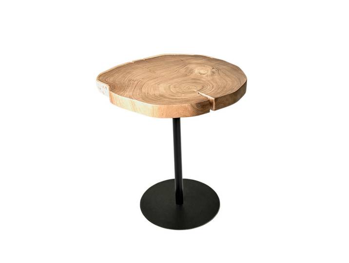 Beistelltisch, Schwarz, Akazie, Holz, Metall, Akazie, massiv, Holz, rund, Bodenplatte, 40x50x40 cm, Wohnzimmer, Wohnzimmertische, Beistelltische, Beistelltische Metall