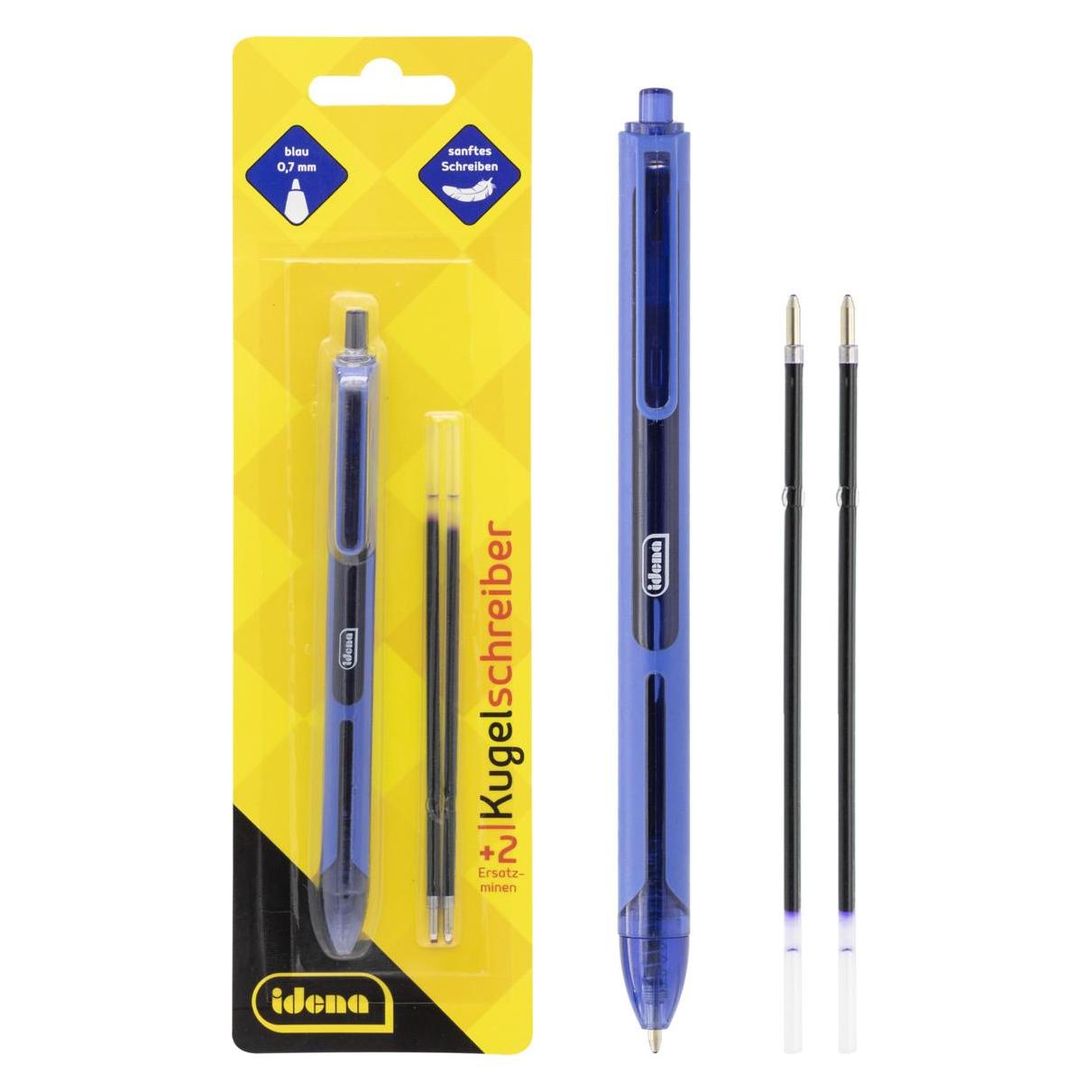 Idena Kugelschreiber blau mit 2 Ersatzminen (1x) (46986855)