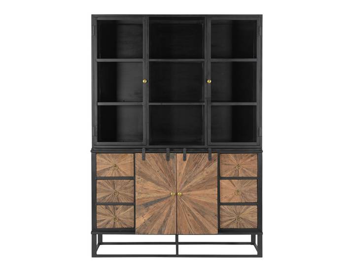 Schrank Altholz MERID Industrial Vitrine recyceltes Massivholz & Eisen