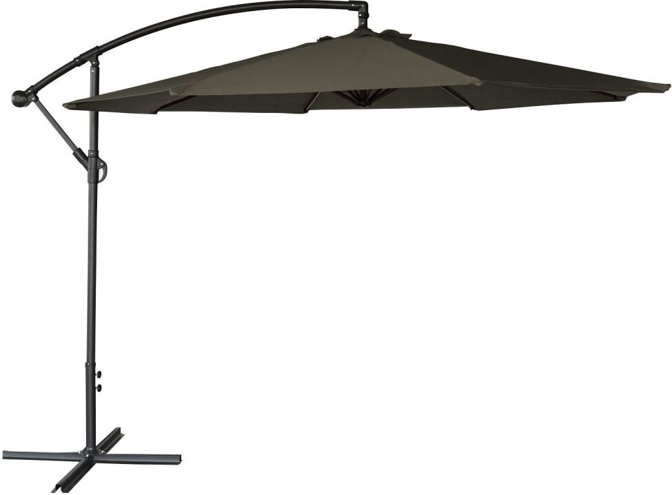 Happy Garden Parasol déporté rond 3m en acier et toile grise Gris 300x250x300cm